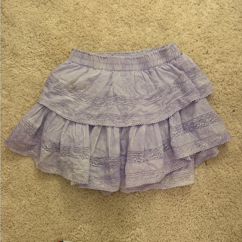 LoveShackFancy Lilac Tiered A-Line Skirt